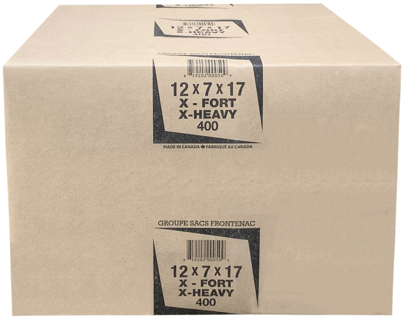 Groupe Sacs Frontenac 12"x7"x17" DD65 Brown Bags, Pack (400's)