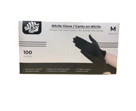 (M) Black Nitrile Glove (100 PC) Safe-T Wear