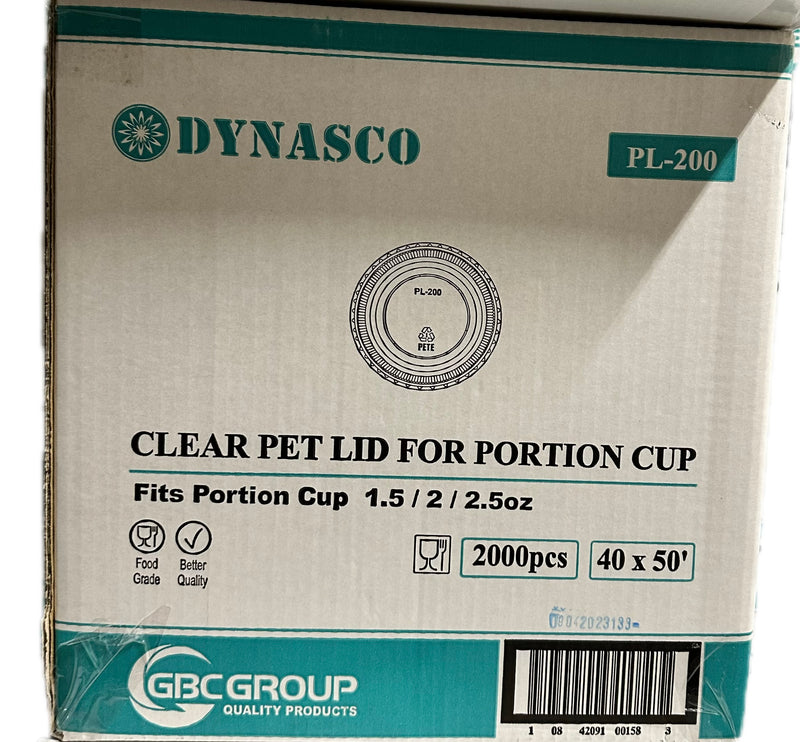 Dynasco PL-200 Clear Lid for 1.5oz./2oz./2.5oz., Case (2000's) / PL-2N (replacement)