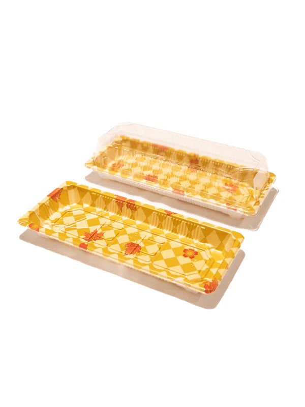 HQ-01 Gold Printed Rectangular Sushi Tray Combo (600 SET) Hi-Quality