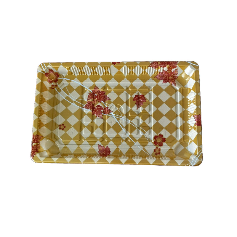 HQ-15, Gold Printed Rectangular Sushi Tray Combo (400 SET) Hi-Quality