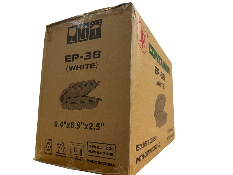 LR EP-38 White Hinge Container Combo, Case (150 SETS)