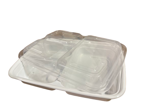 3-Comp 33oz Plastic Container Combo, Case (150sets), LR JF-333W