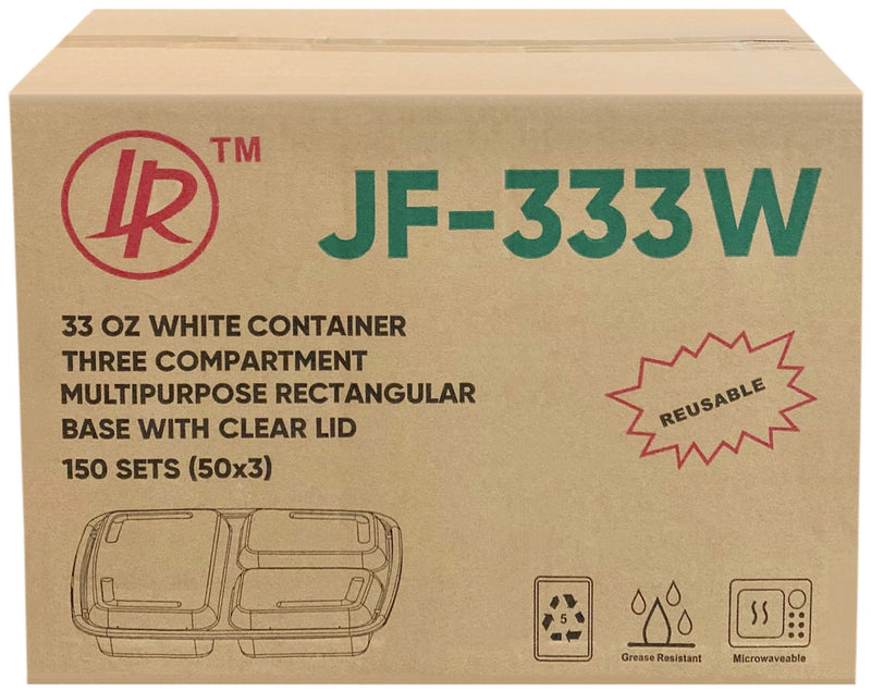 3-Comp 33oz Plastic Container Combo, Case (150sets), LR JF-333W
