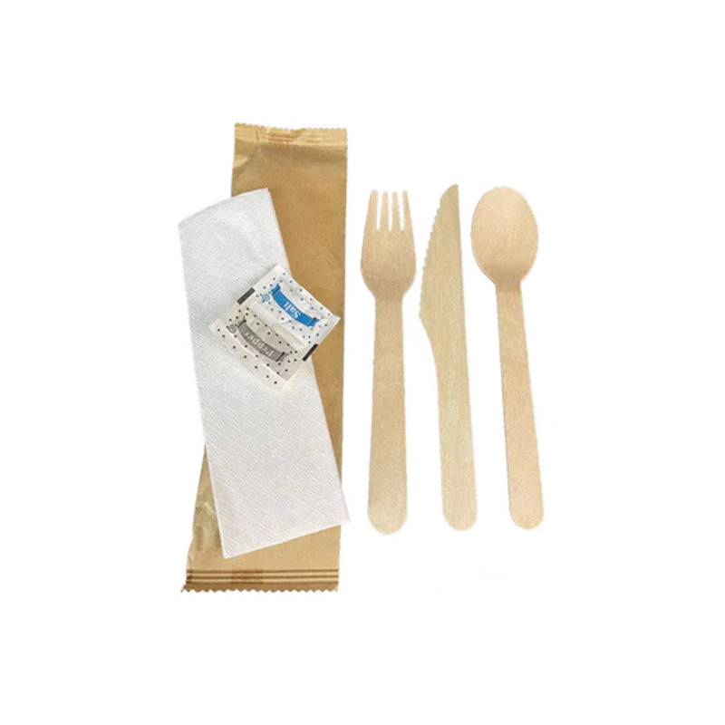Ecomates 6PC Wooden Cutlery Kit (KIT-616), Case (500 SETS)