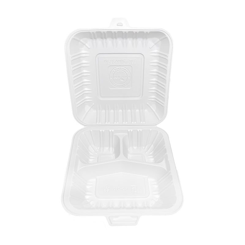 BL-083, 3-Compartment Hinged Container 8.17x8x2.88 (150 PC) Paksavvy