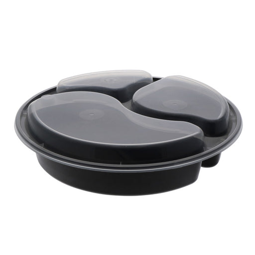 Newspring NC-9388-B, VERSAtainer 9" 3-Compartment Round Container and Lid Combo (150 SETS) *