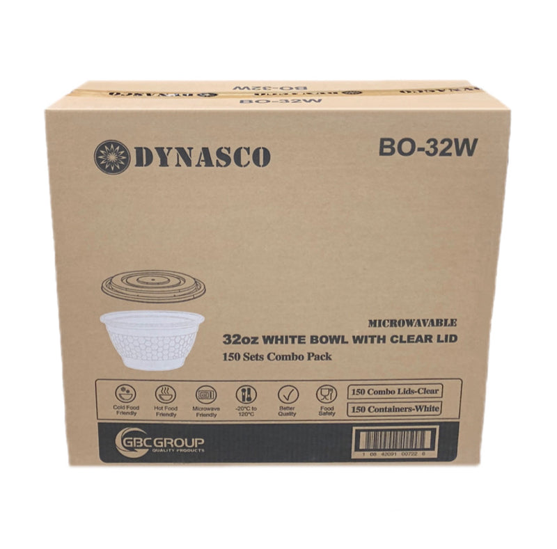 Dynasco BO-32W (32oz ) White Bowl Combo, Case (150 SETS)