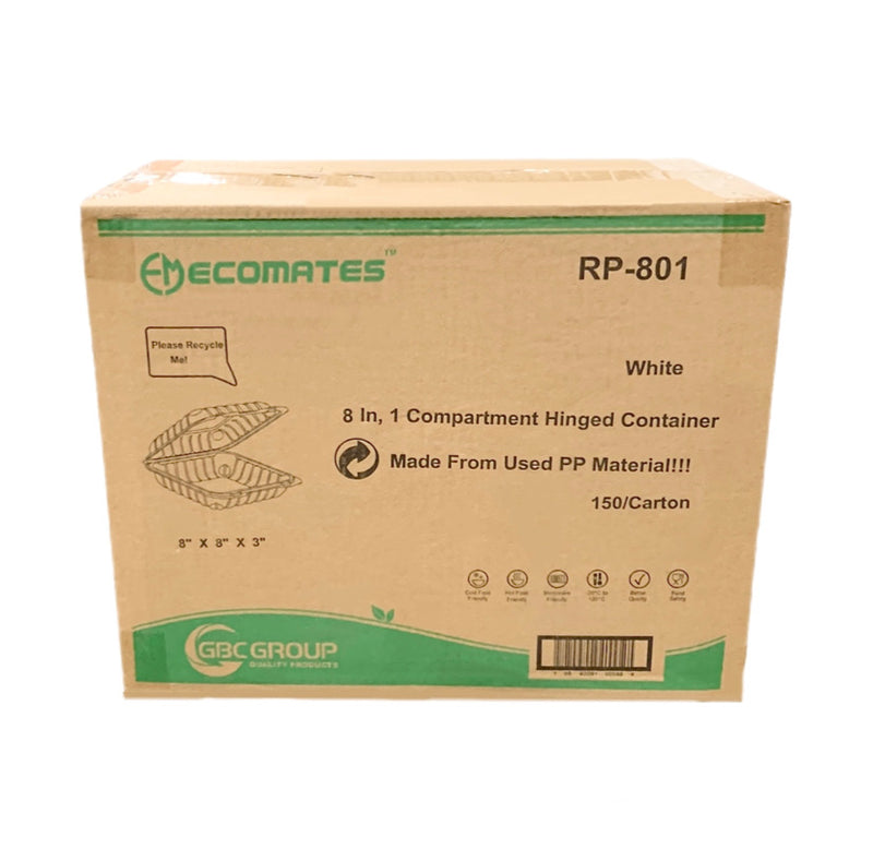 Ecomates RP-801 Large Hinged Lid Containers, Case (150 Counts)