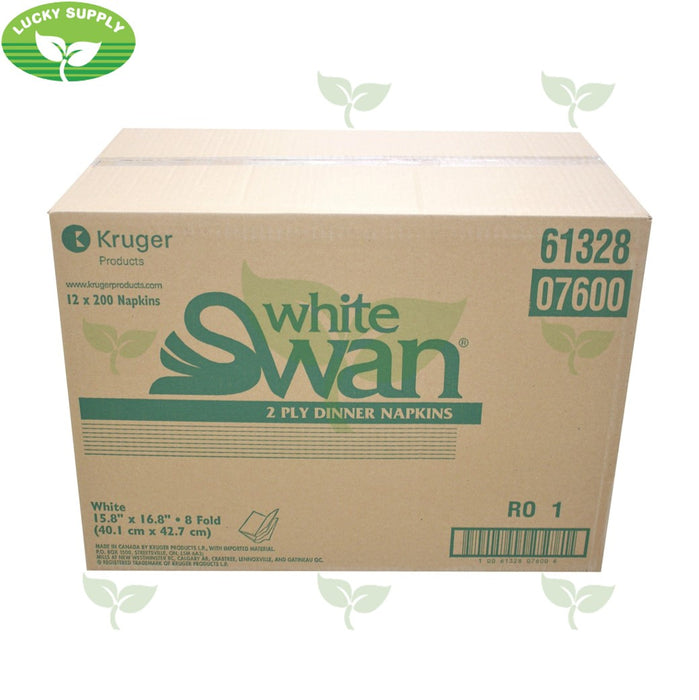07600, 2 Ply Dinner Napkins (12x200 PC) White Swan