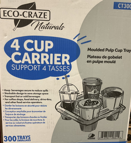 CT300, 4 Cup Carrying Tray (300 PC) Eco-Craze