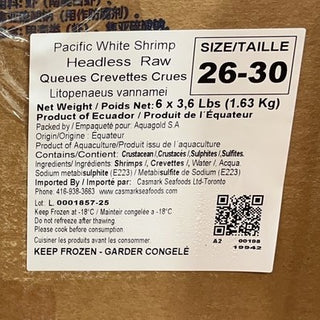 26/30 Headless Shell-On Shrimps (NW 6x3.6 lb) -Regatta