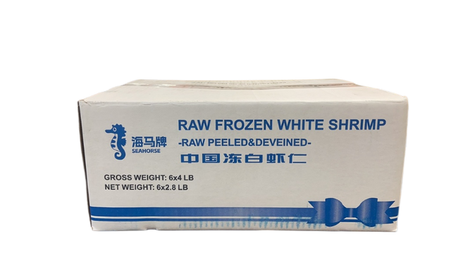 Seahorse 21/25 Raw Frozen White Shrimps (6x4 lb)