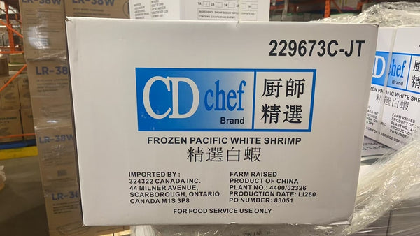 CD Chef 26/30 Frozen Pacific White Shrimps (10x4 lb)