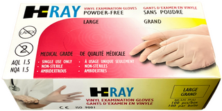 H-Ray Powder-Free Vinyl Gloves (Small), Box (100's)