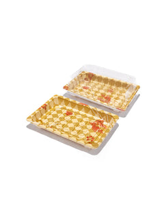 HQ-08 Gold Printed Rectangular Sushi Tray Combo (600 SET) Hi-Quality