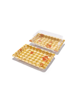 HQ-08 Gold Printed Rectangular Sushi Tray Combo (600 SET) Hi-Quality