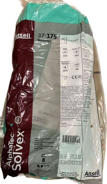 AlphaTec Solves Green Nitrile Gloves (#8/M), Bag (12 Pairs)