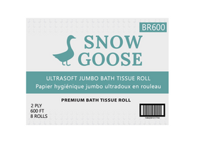 BR600, 2 Ply Jumbo Bath Tissue Roll (8x600 ft) Snow Goose