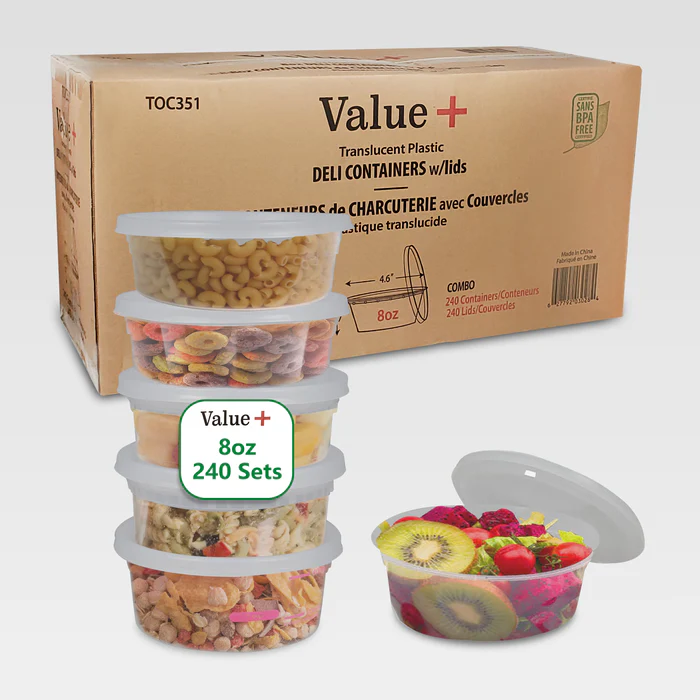 DH08C, 8oz Clear Deli Container Combo (240 SET) Value+