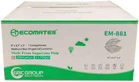 EcoMates EM-881/GD-881 Fiber Hinged Container, Case (200's)
