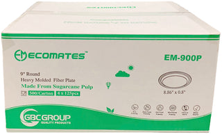 EcoMates EM-900P/GD-900P 9" Fiber Plate, Case (500's)