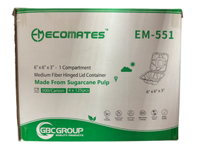 EcoMates EM-551/GD-551 Fiber Hinged Container, Case (500's)