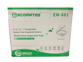 EcoMates EM-661/GD-661 Fiber Single Compartment Box, Case (400's)