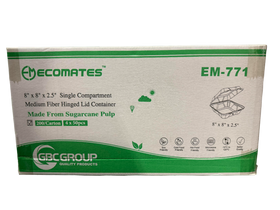 EcoMates EM-771/GD-771 Fiber Hinged Container, Case (200's)