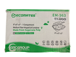 EcoMates EM-963/GD-963 Fiber Hinged Container, Case (200's)