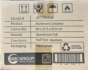 Dynasco AC-HM40 Half-Size Medium HD Foil Container, Case (100's)