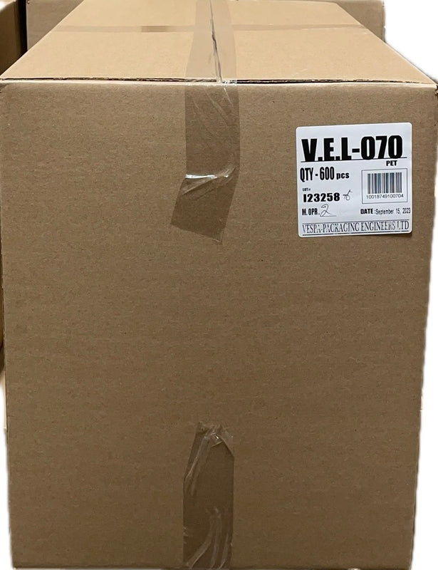 VEL-070, Clear H/L Container, Case (600's)