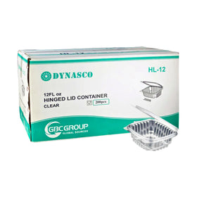 Dynasco HL-12 12oz. Seal Clear Hinged Container, Case (200's)