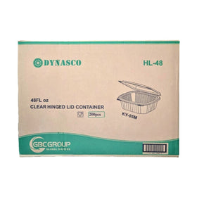 Dynasco HL-48 48oz. Seal Clear Hinged Container, Case (200's)