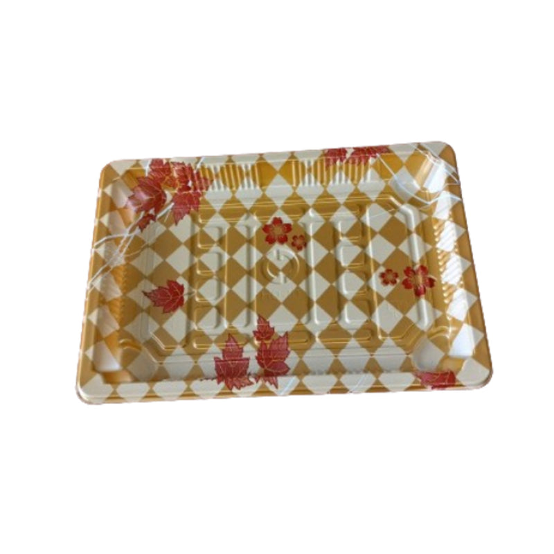 HQ-08 Gold Printed Rectangular Sushi Tray Combo (600 SET) Hi-Quality