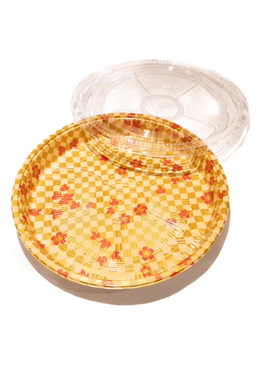 HQ-65, Gold Printed Round Sushi Tray Combo (80 SET) Hi-Quality