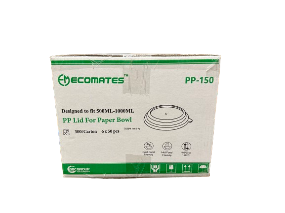 EcoMates PP-150, Plastic Lid ,  Case (6x50's)