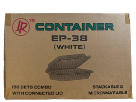 LR EP-38 White Hinge Container Combo, Case (150 SETS)