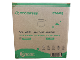 EcoMates EM-05, 5oz White Paper Container, Case (1000's)