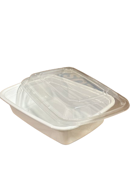 LR LR-32W 32oz. White Rectangular Container Combo, Case (150 SETS)