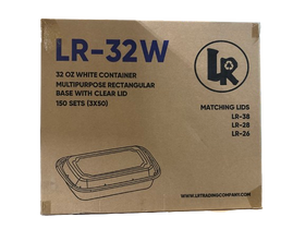LR LR-32W 32oz. White Rectangular Container Combo, Case (150 SETS)