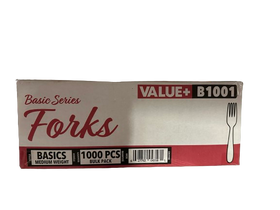 Value+, B1001 Plastic White Fork, Case (1000's)