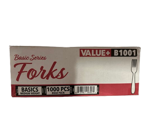 Value+, B1001 Plastic White Fork, Case (1000's)