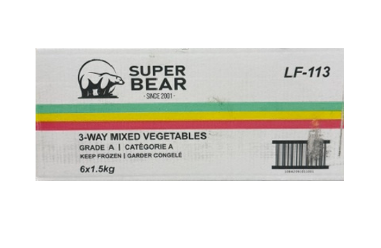LF-113, 3-Way Mixed Vegetables (6x1.5 kg) Super Bear