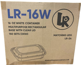 LR LR-16W 16oz. Rectangular Container Combo, Case (150 SETS)
