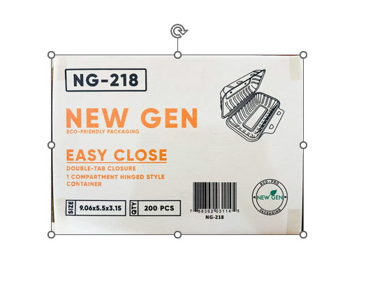 NG-218, Easy Close Rectangular Container, 9.06x5.5x3.15 (200 PC) New Gen