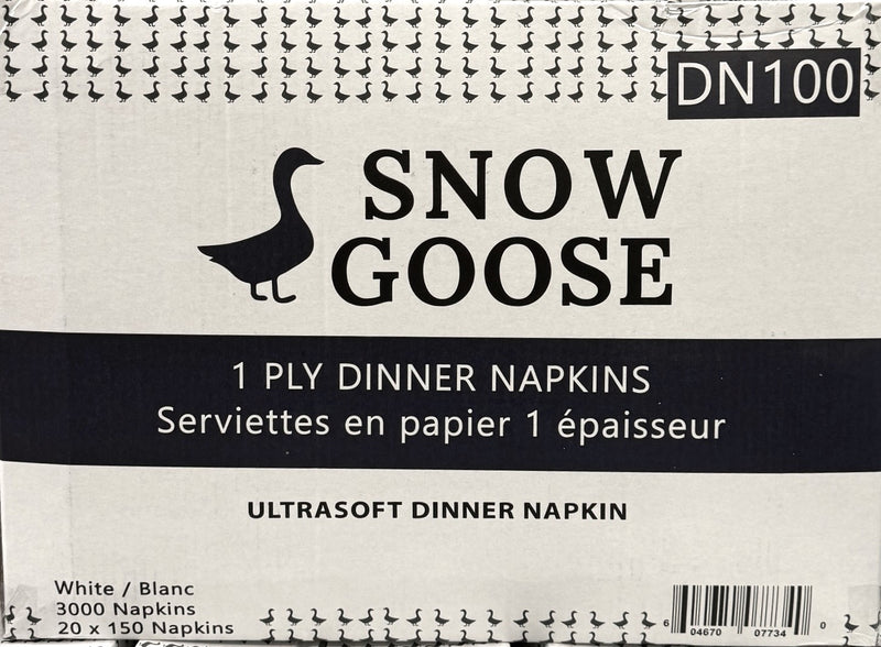 DN100, 1 Ply Dinner Napkin (20x150 PC) Snow Goose