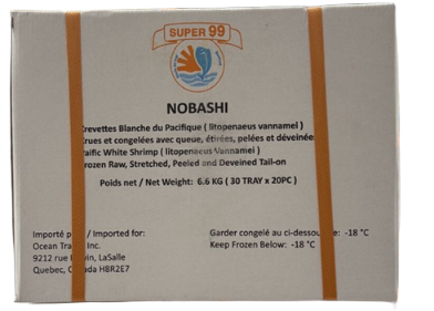 【Super 99】26/30 Nobashi White Shrimp 6.6kg (30TRAY x 20PC)