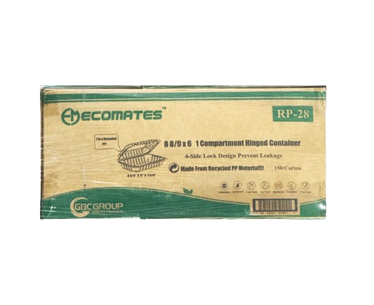 RP-28, Rectangular Hinged Container 8.89x6x5.63 (150 PC) Ecomates
