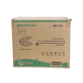 Ecomates RP-701 Shallow Hinged Containers 1 Compartment, Case (150 Counts)